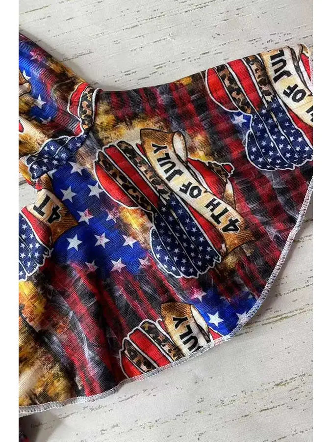 4TH OF JULY HEART BELL SLEEVE SMOCKED BABY ROMPER