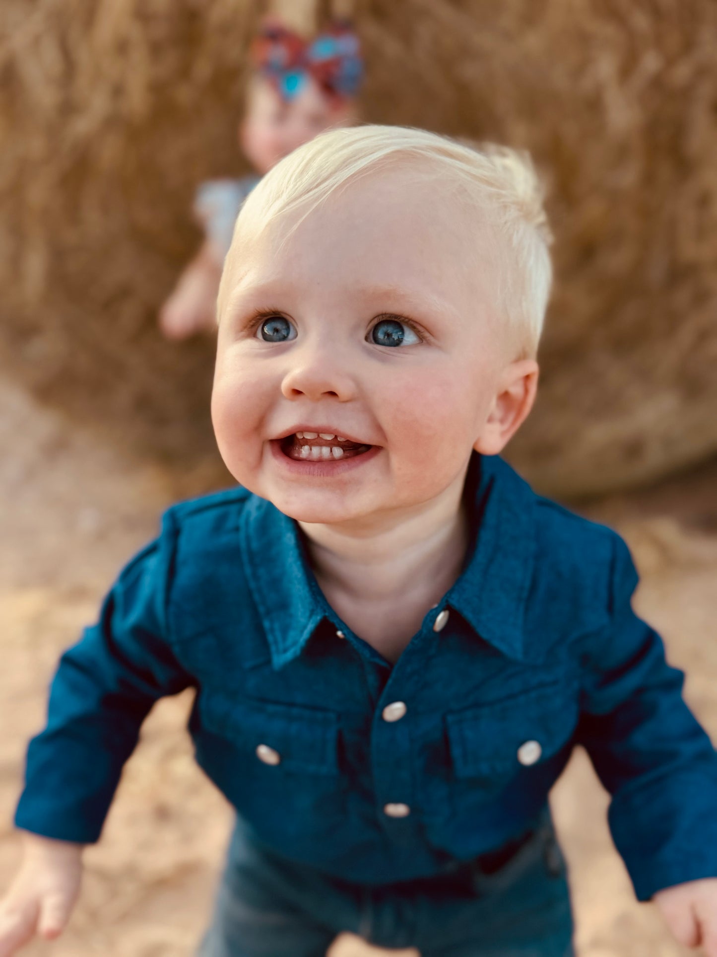 DARK WASH LONG SLEEVE BUTTON UP image 1