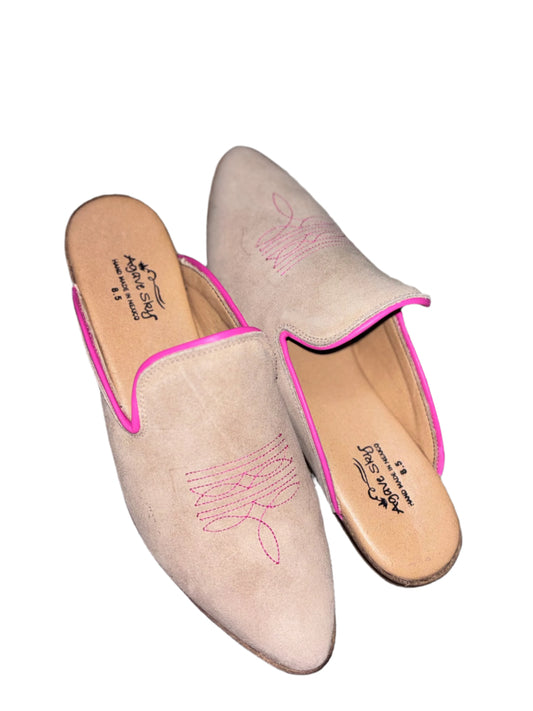 SAND BROWN & PINK ADARE MULE SANDLES