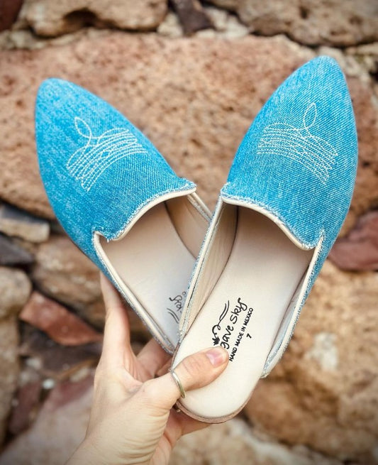 ADAIRE MULE - DENIM W/ WESTERN STITCH