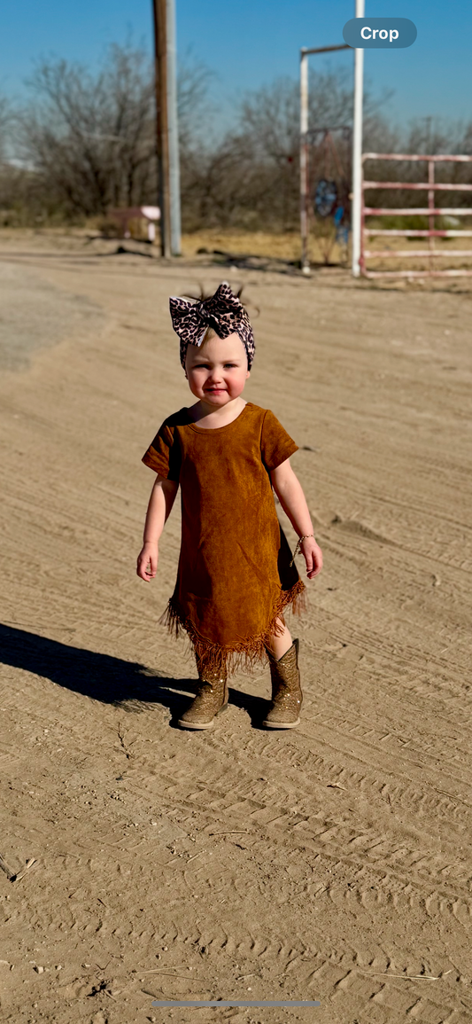 BROWN SUEDE FRINGE DRESS