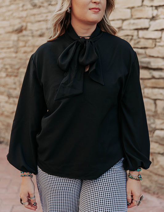 Black Bow Tied Shirt