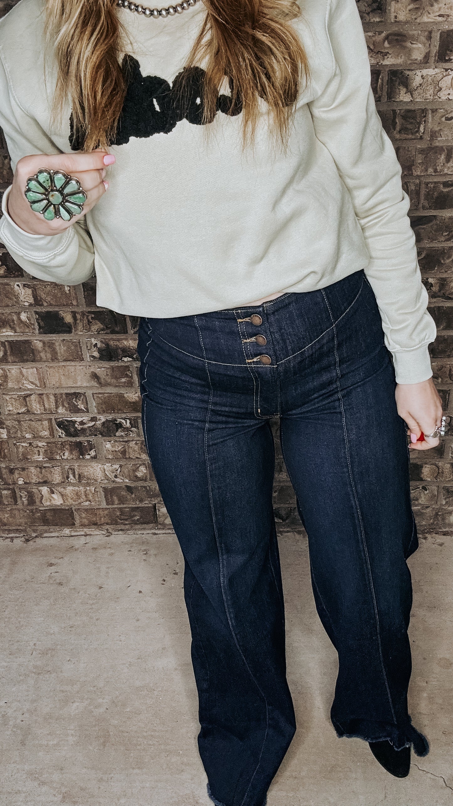 FRONT SEAM WIDE LEG JEANS