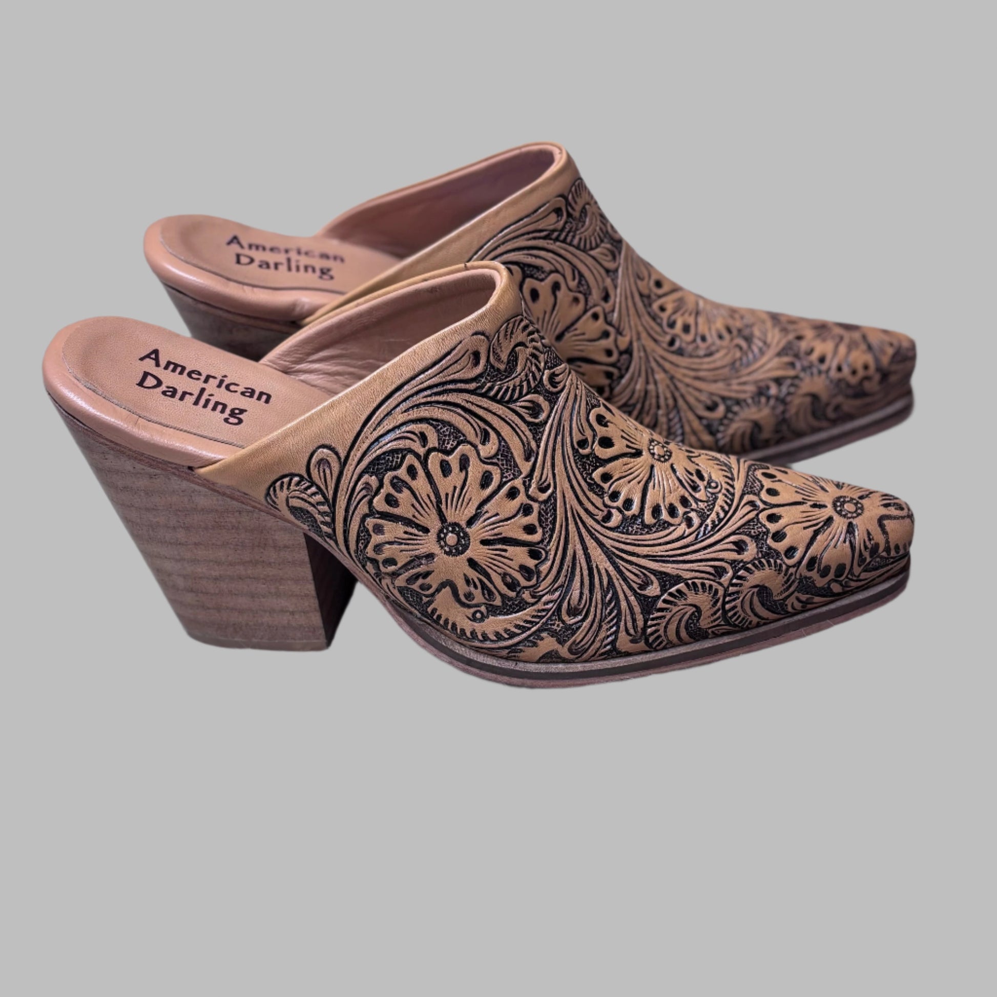 LEATHER TOOLED HEELS image 0