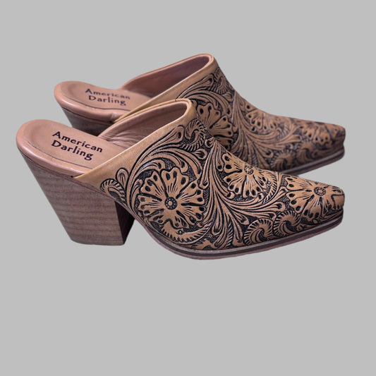 LEATHER TOOLED HEELS image 0