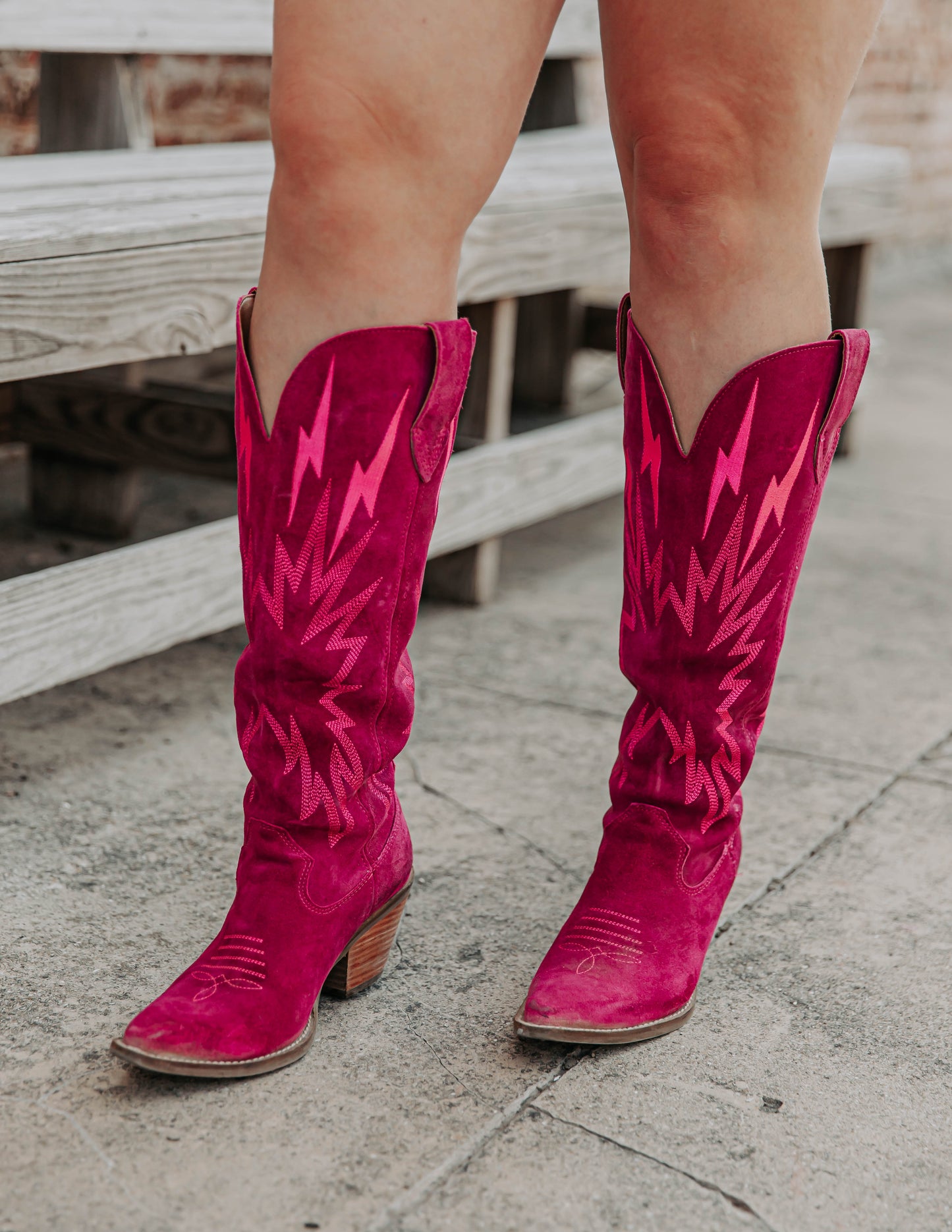 FUCHISA PINK KNEE HIGH BOOTS