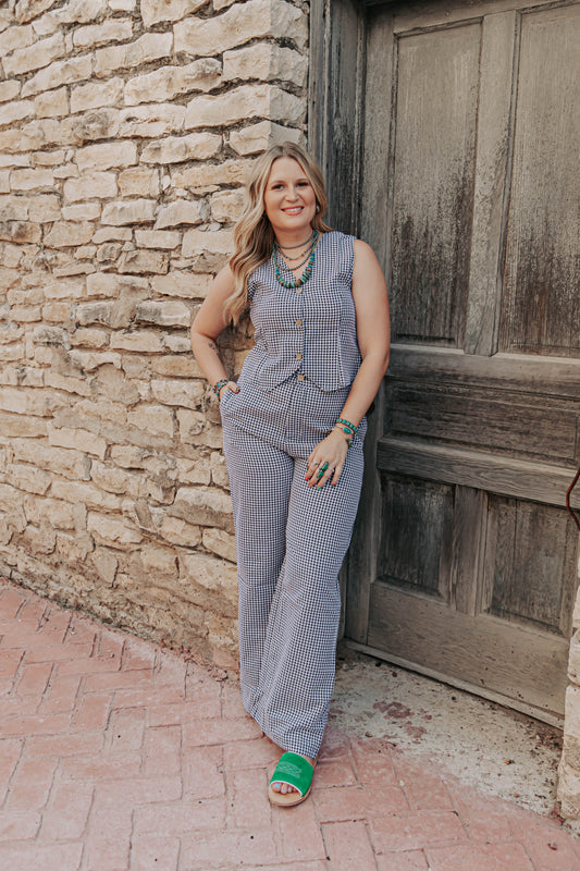 Black Gringham pants set