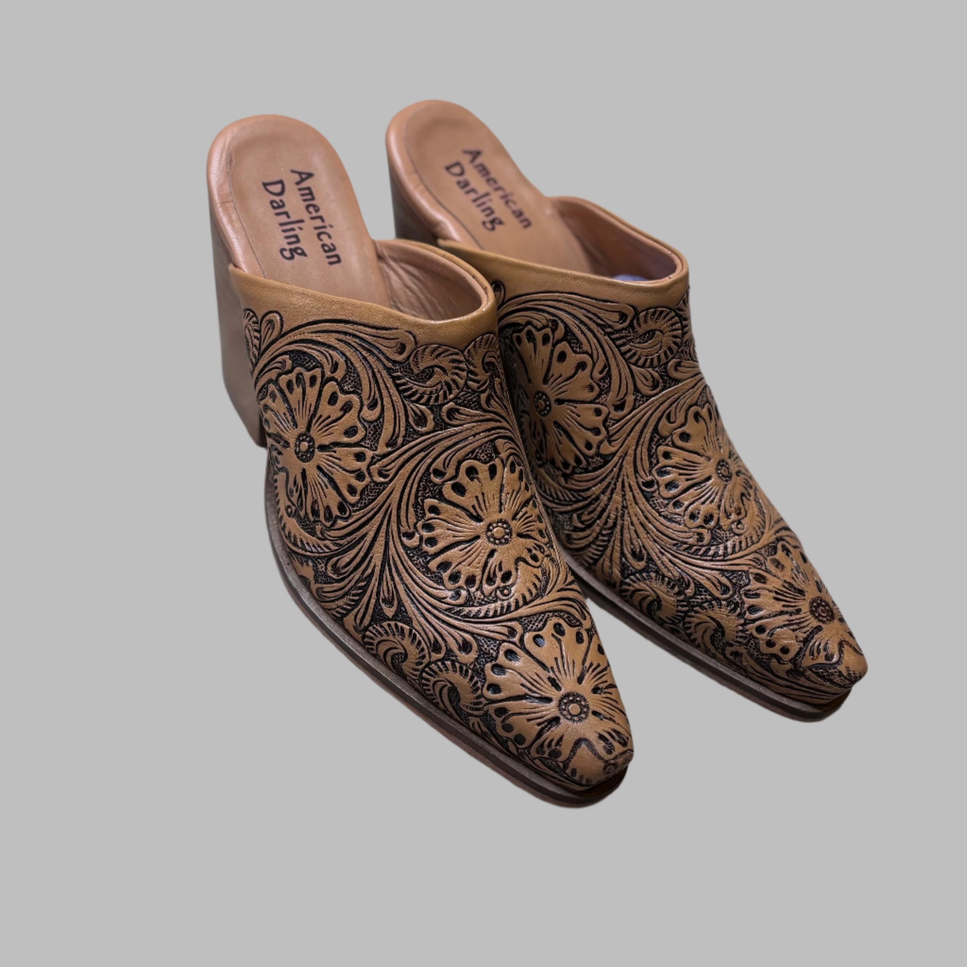 LEATHER TOOLED HEELS image 1