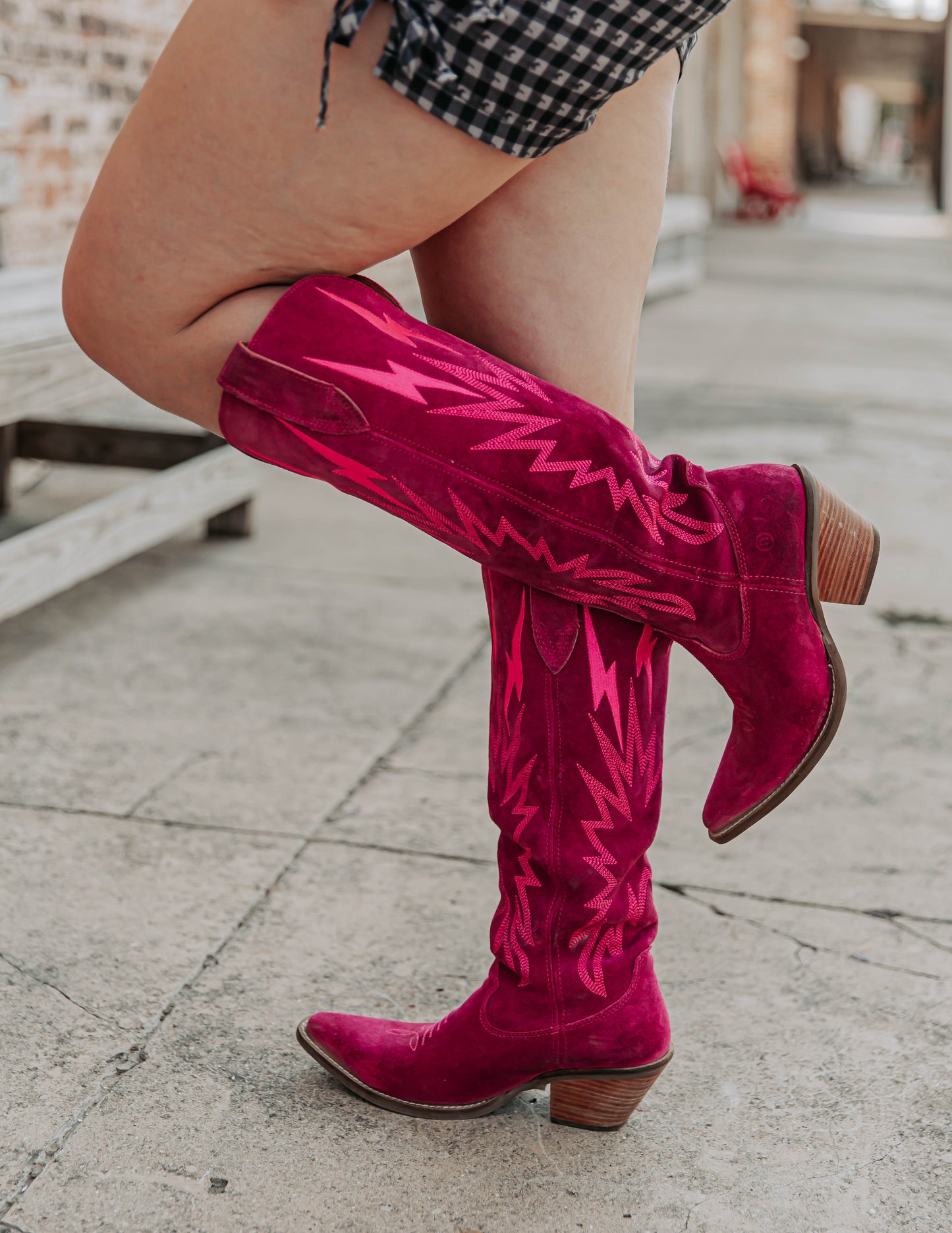 FUCHISA PINK KNEE HIGH BOOTS