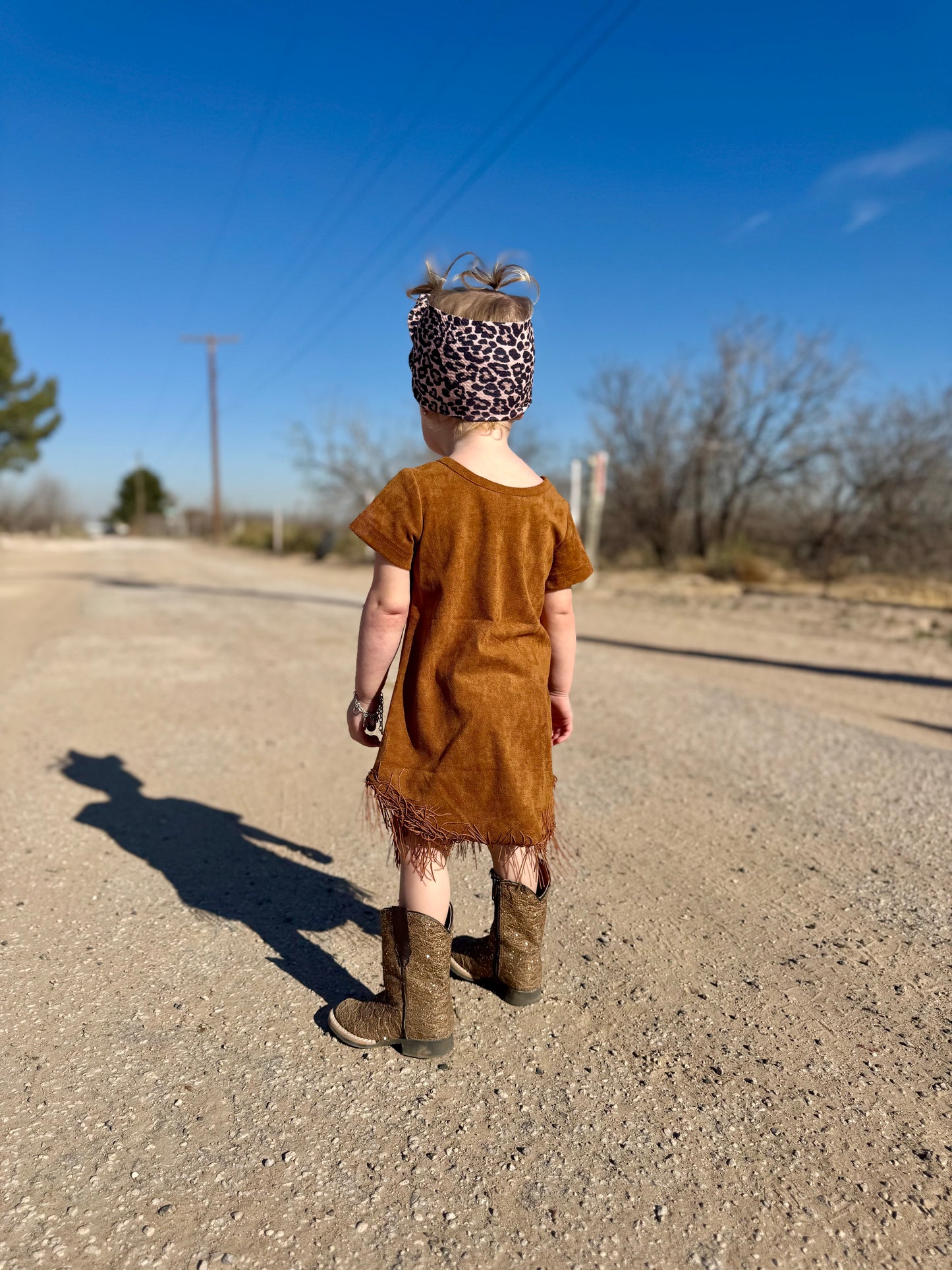 BROWN SUEDE FRINGE DRESS