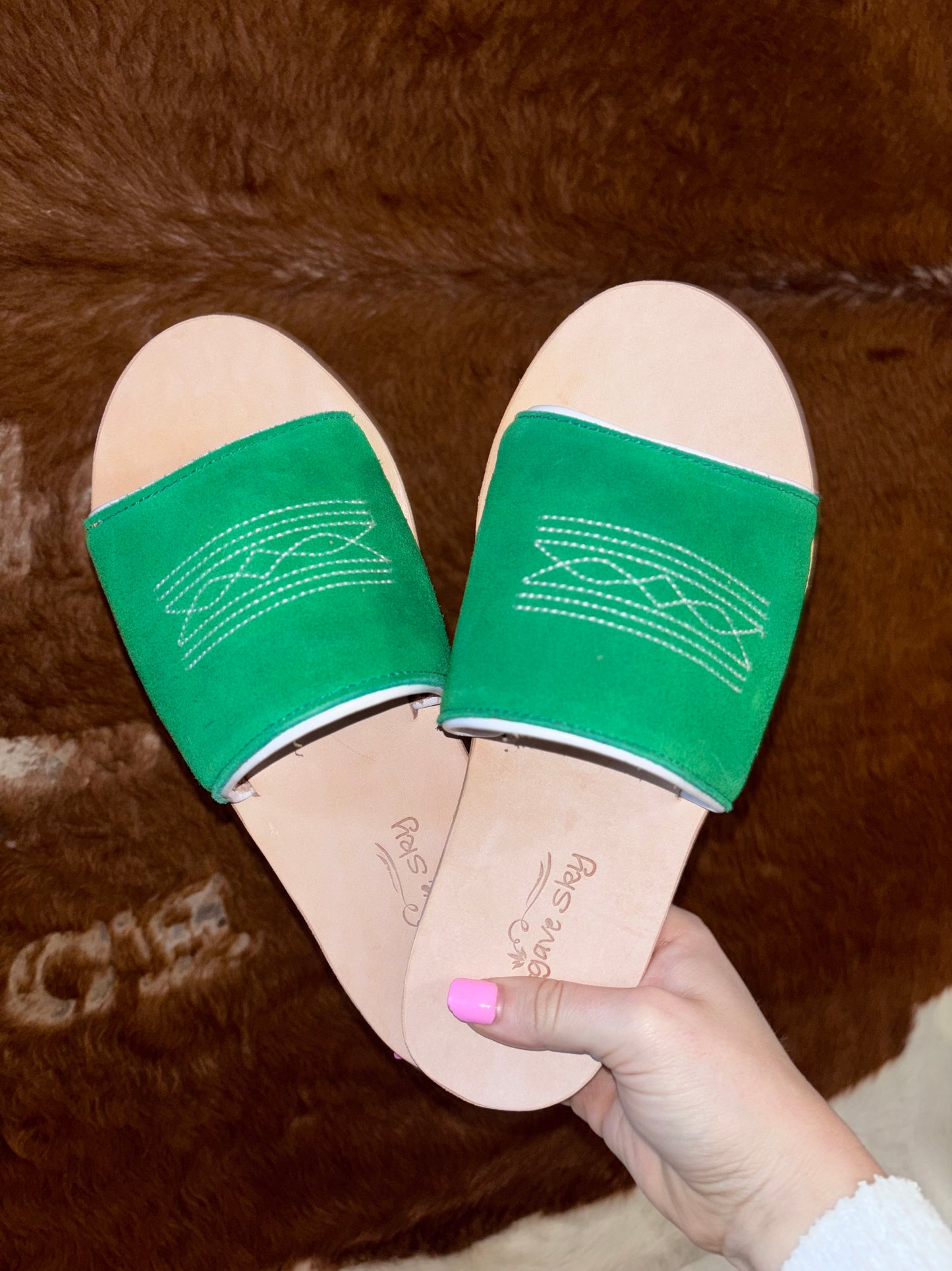 GREEN & WHITE NADIA SANDLE