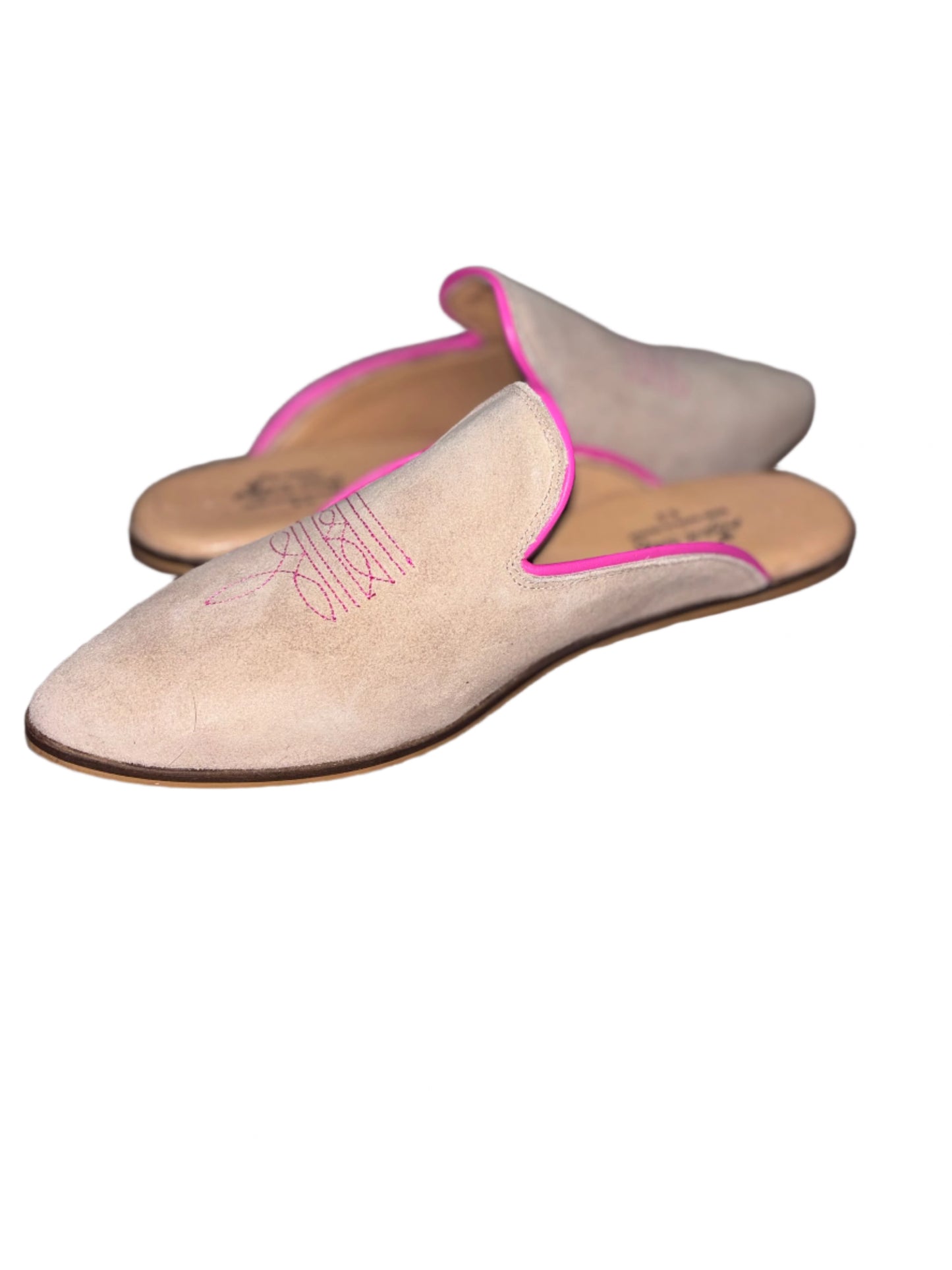 SAND BROWN & PINK ADARE MULE SANDLES