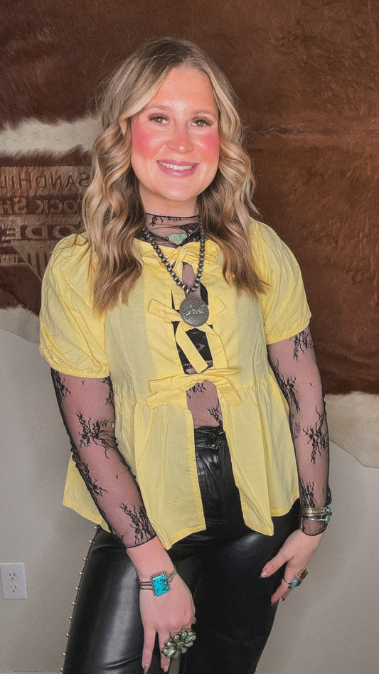 Yellow Bow Tie Top