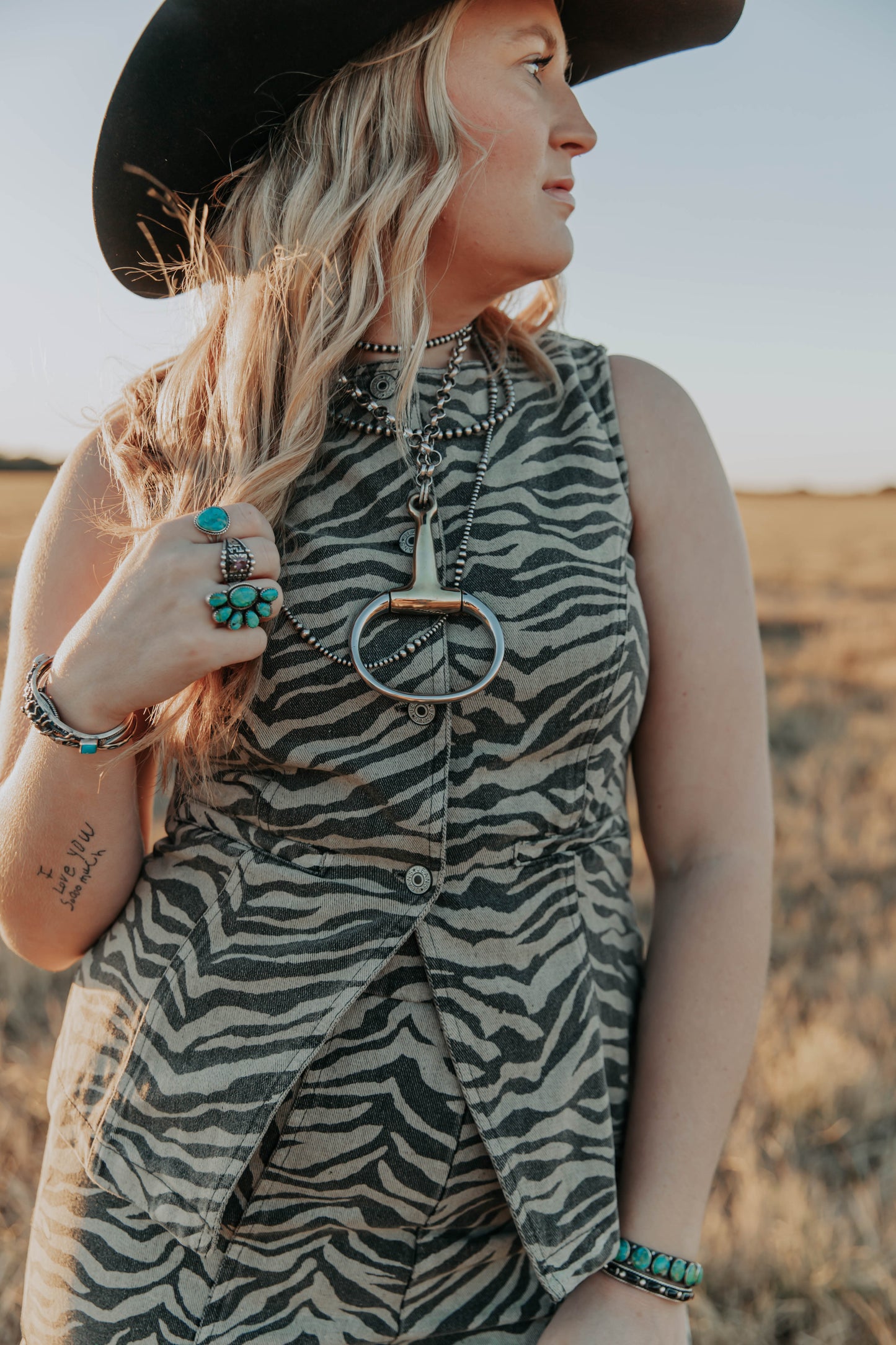 Zebra Print Denim Vest and Shorts Set