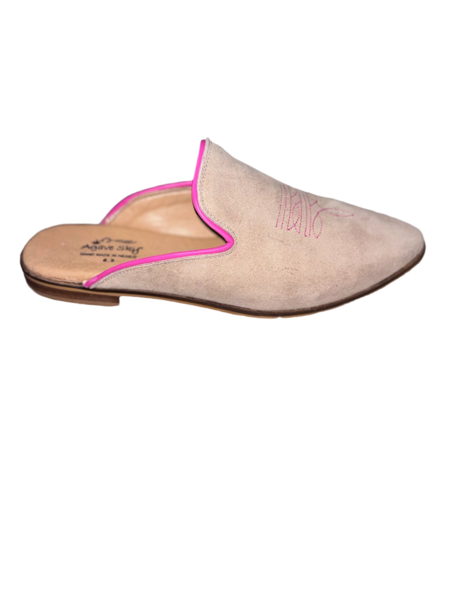 SAND BROWN & PINK ADARE MULE SANDLES