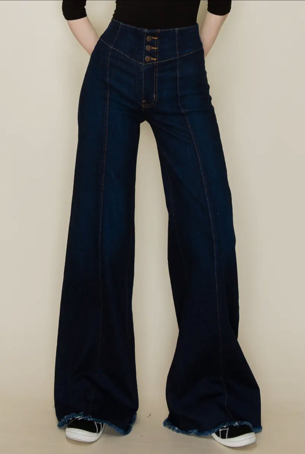FRONT SEAM WIDE LEG JEANS