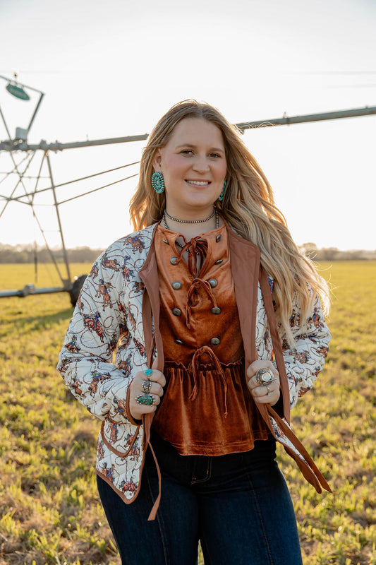 Ride N Rope Quilted Cowgirl Jacket W/ TIes