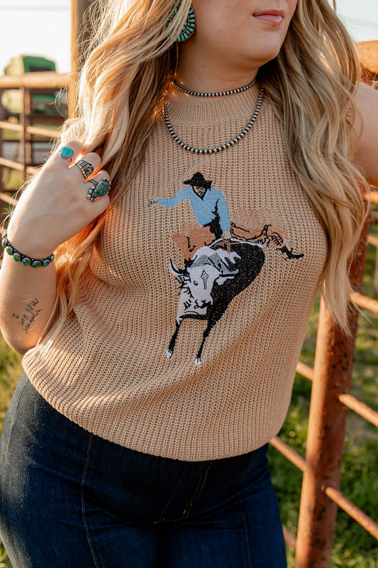 Knitted BullRiding Sweater Vest