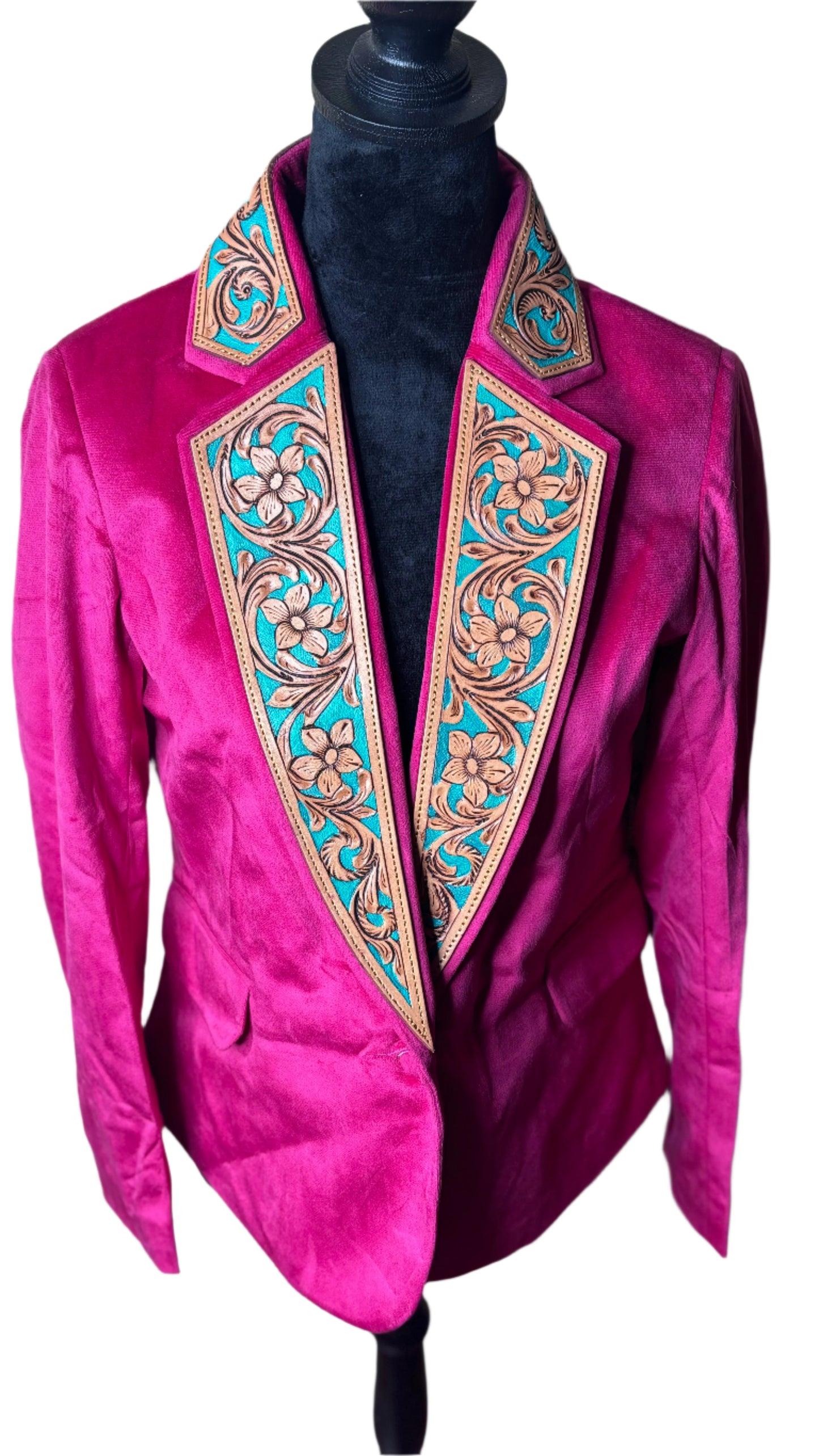PINK LEATHER TOOLED BLAZER