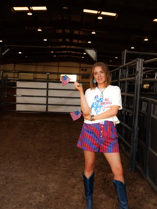 RED, BLUE STRIPE BOXER SHORTS